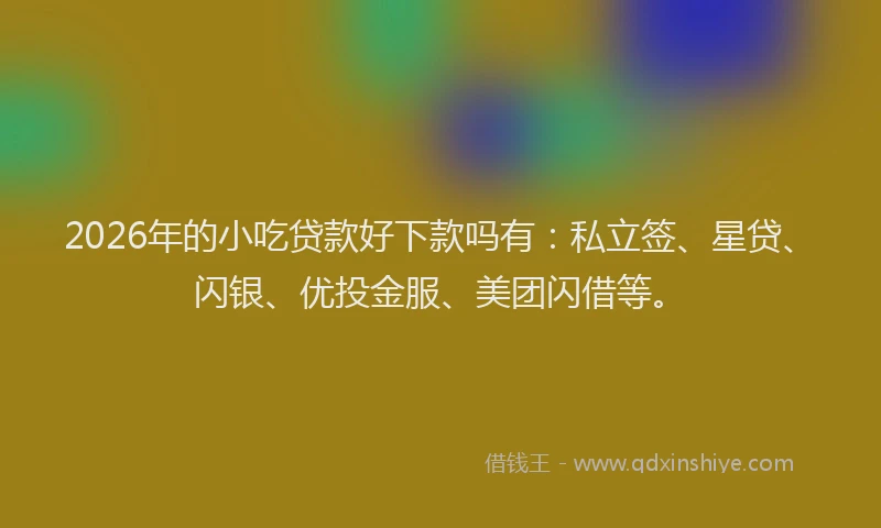 2026年的小吃贷款好下款吗有：私立签、星贷、闪银、优投金服、美团闪借等。