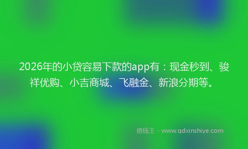 2026年的小贷容易下款的app有：现金秒到、骏祥优购、小吉商城、飞融金、新浪分期等。