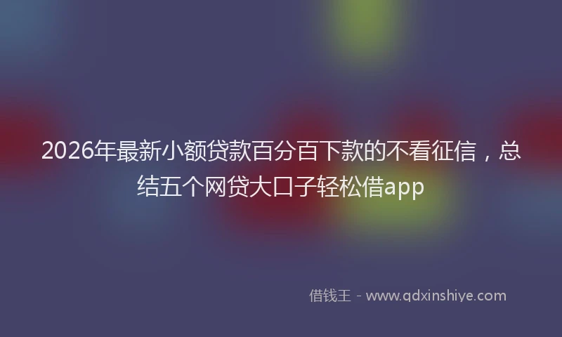 2026年最新小额贷款百分百下款的不看征信，总结五个网贷大口子轻松借app