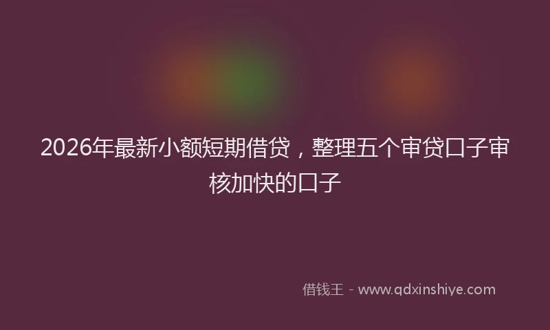 2026年最新小额短期借贷，整理五个审贷口子审核加快的口子