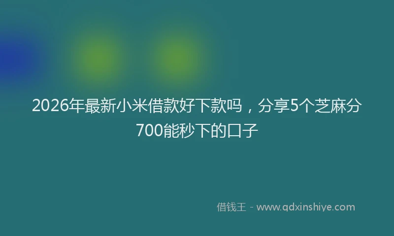 2026年最新小米借款好下款吗，分享5个芝麻分700能秒下的口子