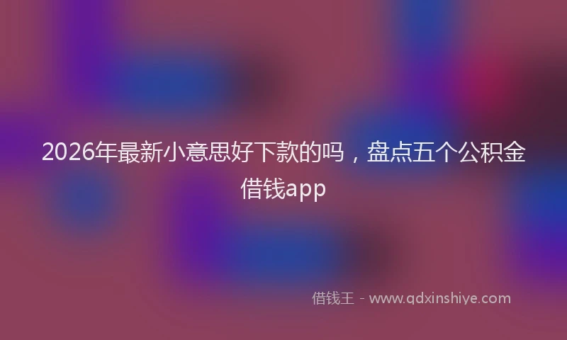 2026年最新小意思好下款的吗，盘点五个公积金借钱app