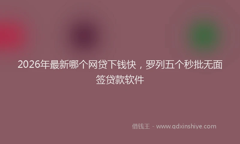 2026年最新哪个网贷下钱快，罗列五个秒批无面签贷款软件