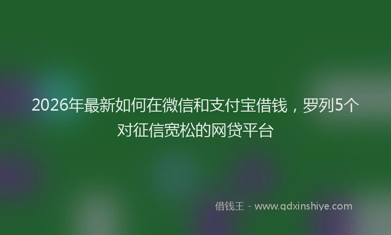 2026年最新如何在微信和支付宝借钱，罗列5个对征信宽松的网贷平台