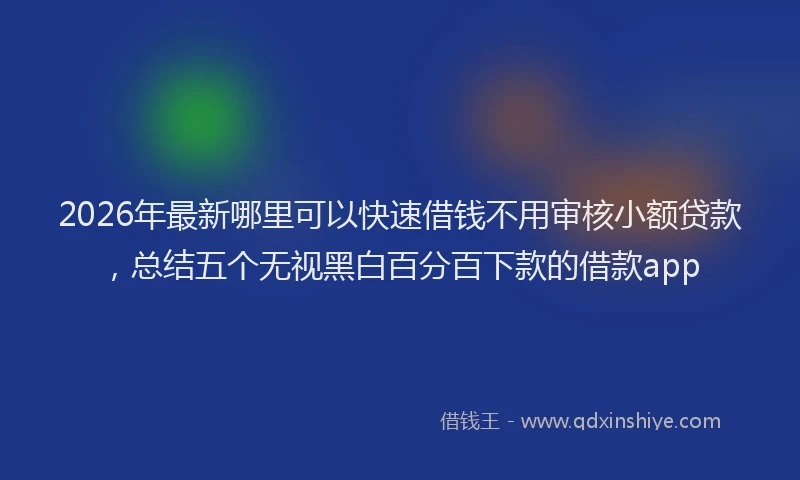 2026年最新哪里可以快速借钱不用审核小额贷款，总结五个无视黑白百分百下款的借款app