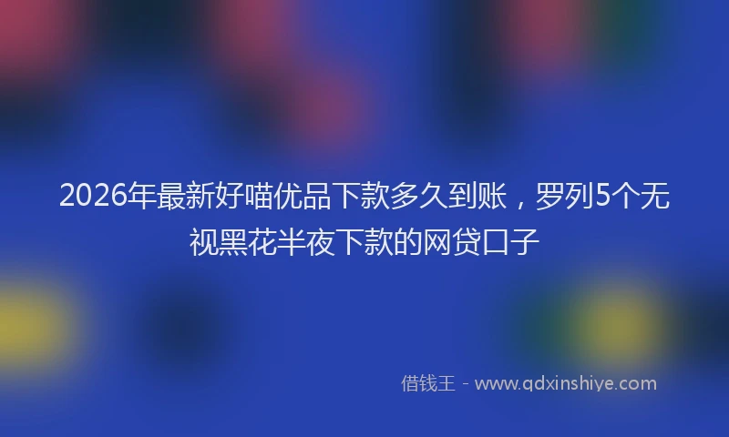 2026年最新好喵优品下款多久到账，罗列5个无视黑花半夜下款的网贷口子