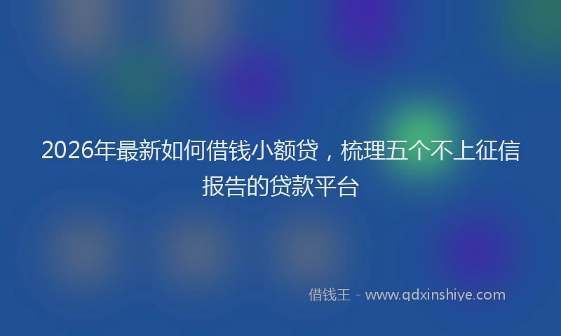 2026年最新如何借钱小额贷，梳理五个不上征信报告的贷款平台