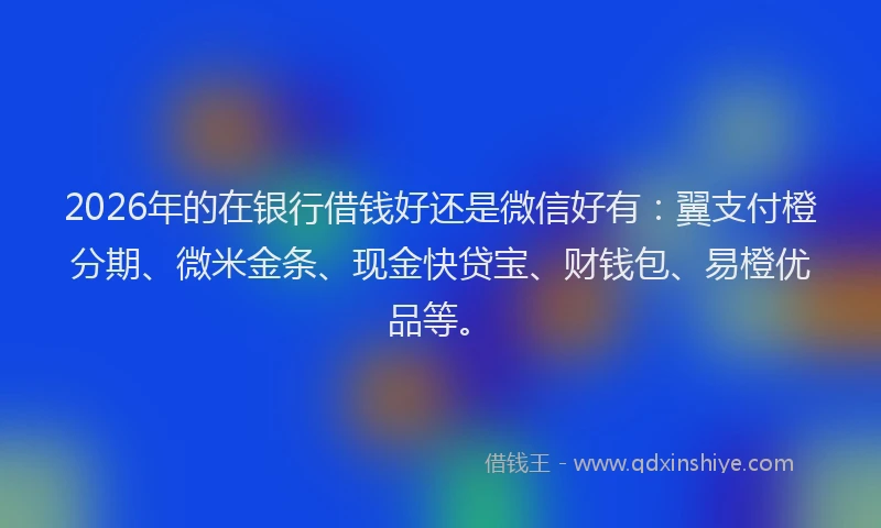 2026年的在银行借钱好还是微信好有：翼支付橙分期、微米金条、现金快贷宝、财钱包、易橙优品等。