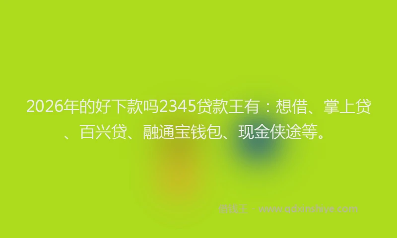 2026年的好下款吗2345贷款王有：想借、掌上贷、百兴贷、融通宝钱包、现金侠途等。