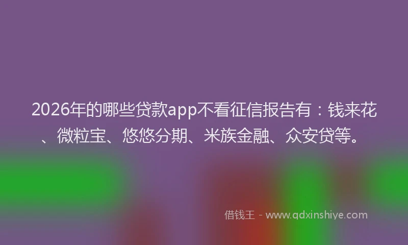 2026年的哪些贷款app不看征信报告有：钱来花、微粒宝、悠悠分期、米族金融、众安贷等。
