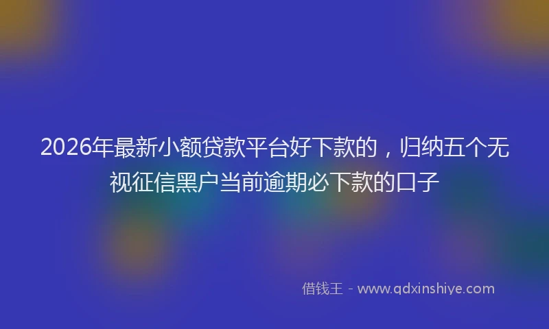 2026年最新小额贷款平台好下款的，归纳五个无视征信黑户当前逾期必下款的口子
