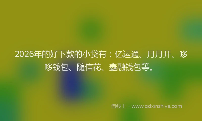 2026年的好下款的小贷有：亿运通、月月开、哆哆钱包、随信花、鑫融钱包等。