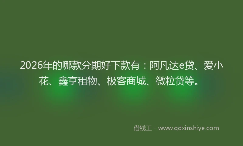 2026年的哪款分期好下款有：阿凡达e贷、爱小花、鑫享租物、极客商城、微粒贷等。
