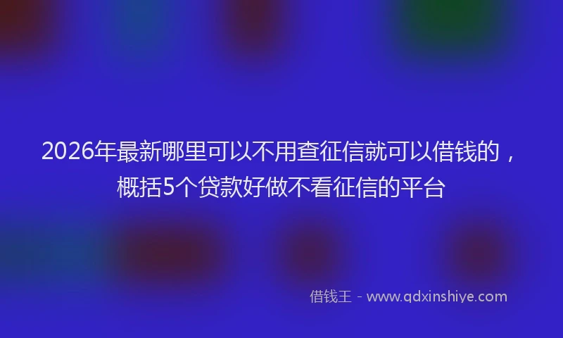 2026年最新哪里可以不用查征信就可以借钱的，概括5个贷款好做不看征信的平台