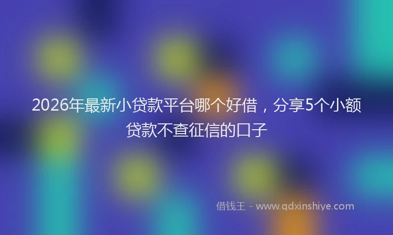 2026年最新小贷款平台哪个好借，分享5个小额贷款不查征信的口子