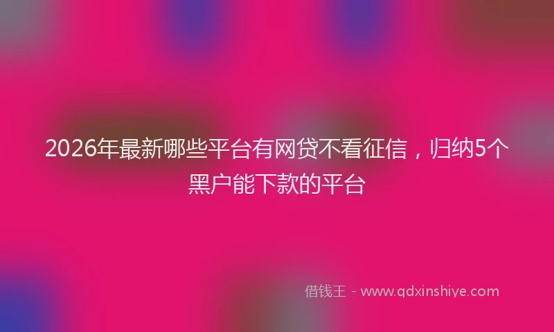 2026年最新哪些平台有网贷不看征信，归纳5个黑户能下款的平台