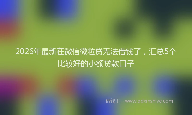 2026年最新在微信微粒贷无法借钱了，汇总5个比较好的小额贷款口子