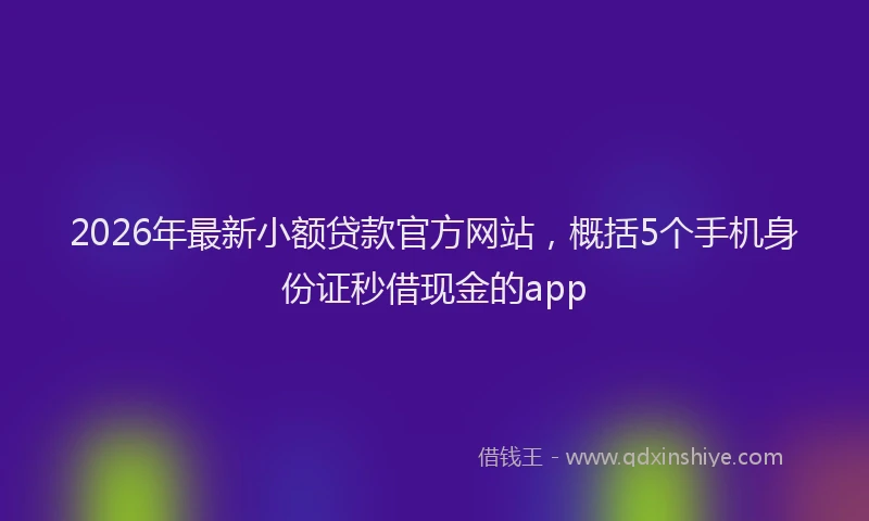 2026年最新小额贷款官方网站，概括5个手机身份证秒借现金的app