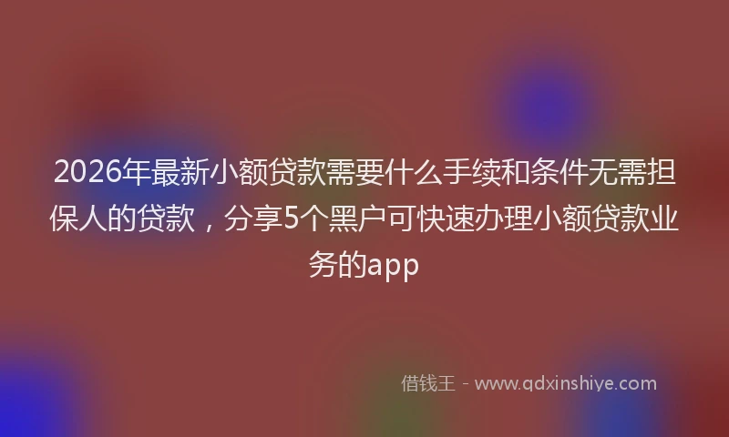 2026年最新小额贷款需要什么手续和条件无需担保人的贷款，分享5个黑户可快速办理小额贷款业务的app