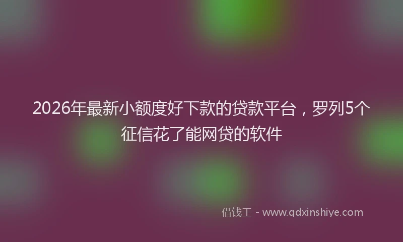 2026年最新小额度好下款的贷款平台，罗列5个征信花了能网贷的软件