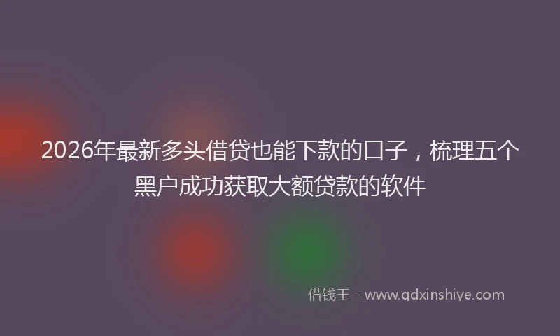 2026年最新多头借贷也能下款的口子，梳理五个黑户成功获取大额贷款的软件