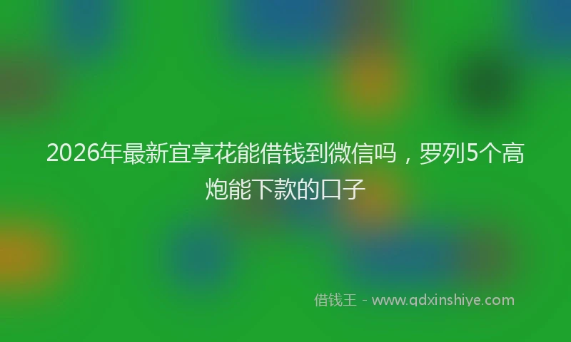 2026年最新宜享花能借钱到微信吗，罗列5个高炮能下款的口子