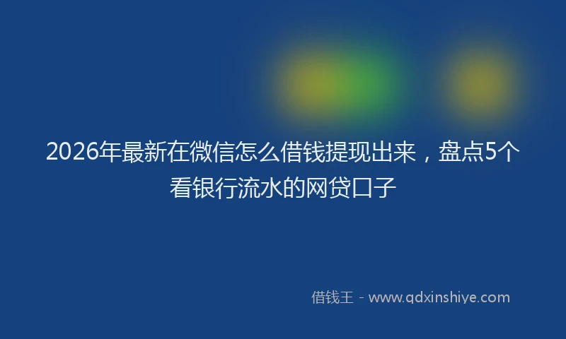 2026年最新在微信怎么借钱提现出来,盘点5个看银行流水的网贷口子