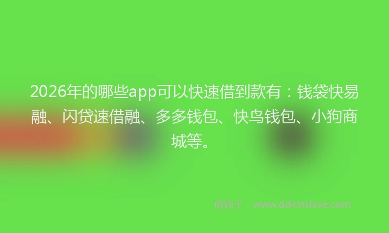 2026年的哪些app可以快速借到款有：钱袋快易融、闪贷速借融、多多钱包、快鸟钱包、小狗商城等。
