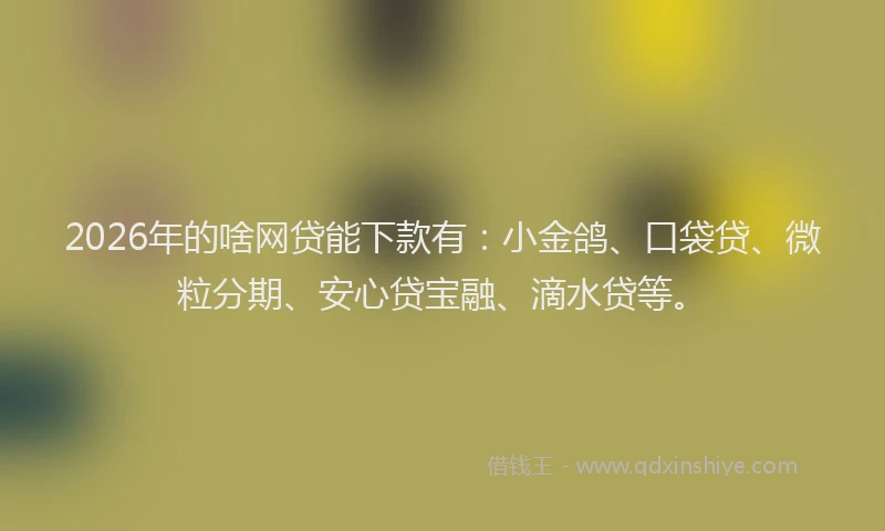 2026年的啥网贷能下款有：小金鸽、口袋贷、微粒分期、安心贷宝融、滴水贷等。