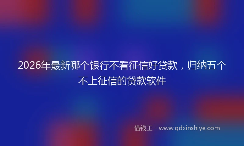 2026年最新哪个银行不看征信好贷款,归纳五个不上征信的贷款软件