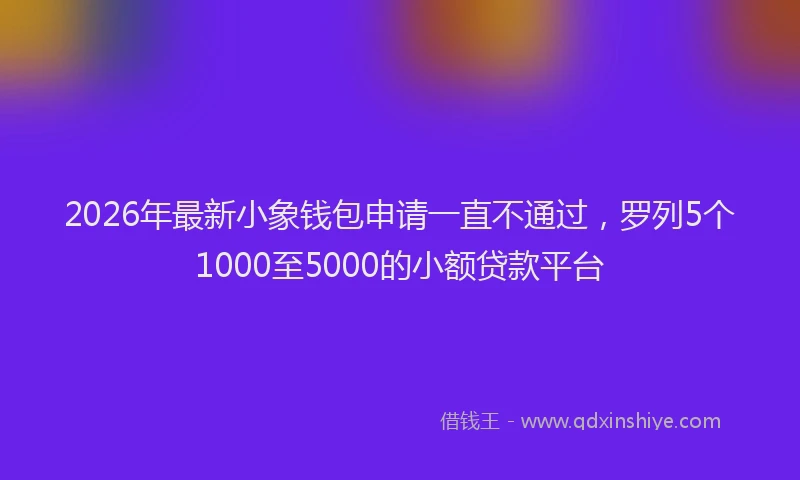 2026年最新小象钱包申请一直不通过，罗列5个1000至5000的小额贷款平台