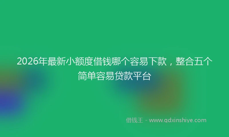 2026年最新小额度借钱哪个容易下款，整合五个简单容易贷款平台