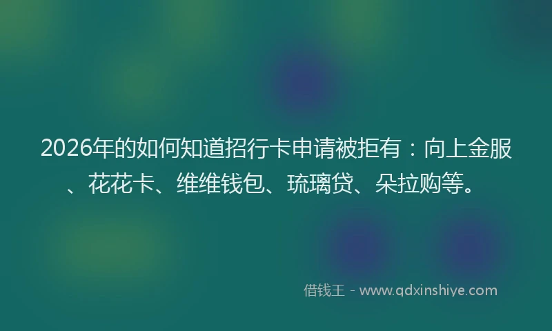 2026年的如何知道招行卡申请被拒有：向上金服、花花卡、维维钱包、琉璃贷、朵拉购等。