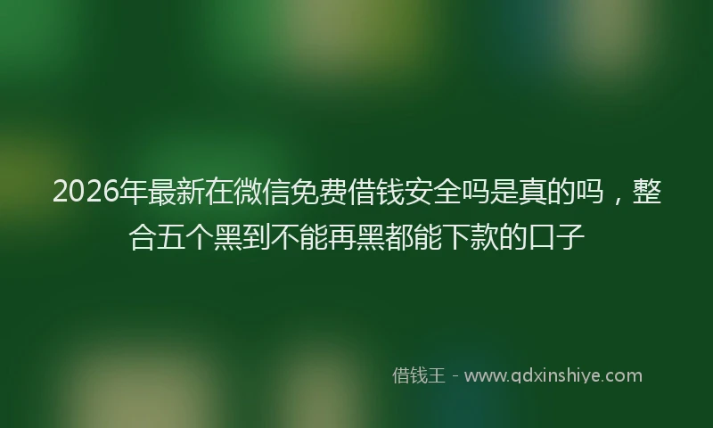 2026年最新在微信免费借钱安全吗是真的吗,整合五个黑到不能再黑都能下款的口子