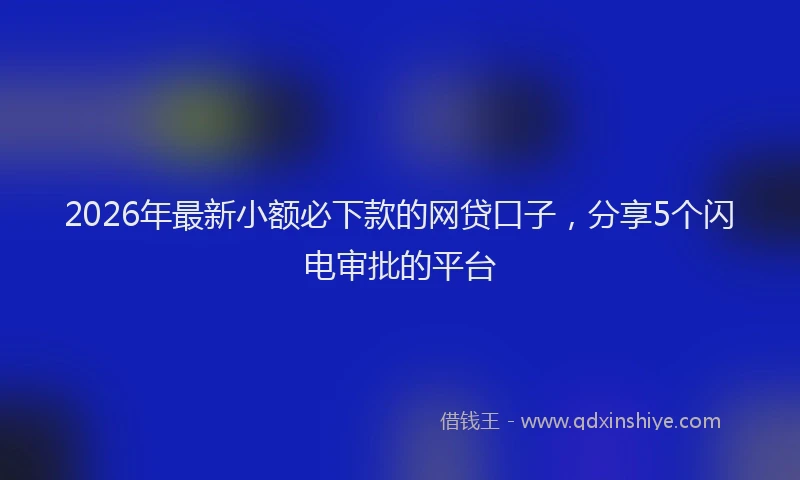 2026年最新小额必下款的网贷口子，分享5个闪电审批的平台