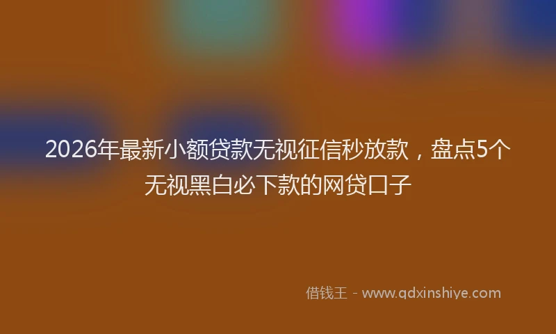 2026年最新小额贷款无视征信秒放款，盘点5个无视黑白必下款的网贷口子
