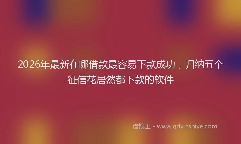 2026年最新在哪借款最容易下款成功，归纳五个征信花居然都下款的软件
