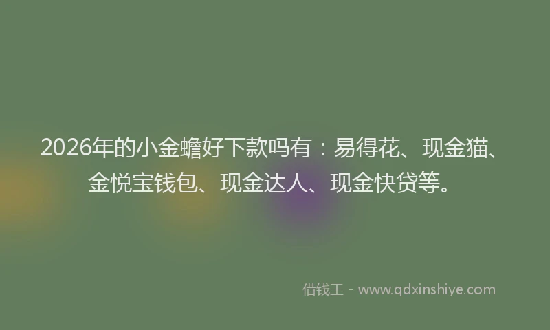 2026年的小金蟾好下款吗有：易得花、现金猫、金悦宝钱包、现金达人、现金快贷等。