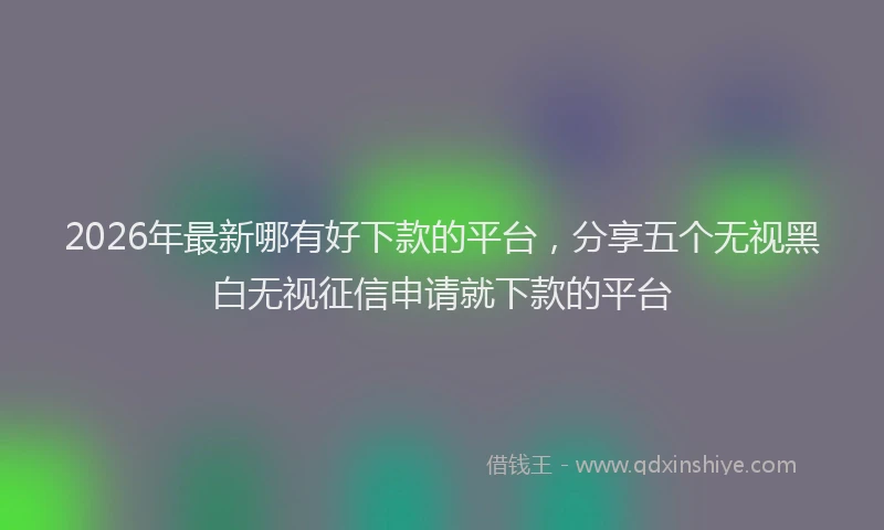 2026年最新哪有好下款的平台，分享五个无视黑白无视征信申请就下款的平台
