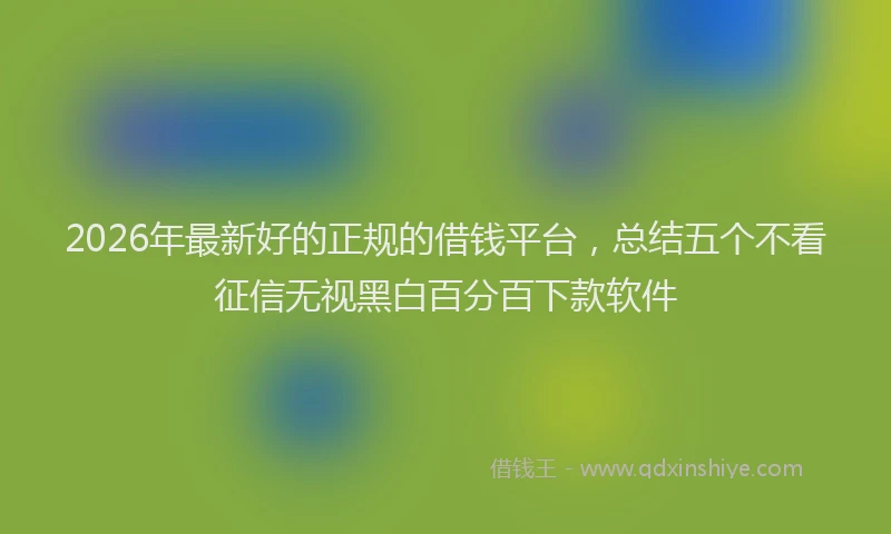 2026年最新好的正规的借钱平台，总结五个不看征信无视黑白百分百下款软件
