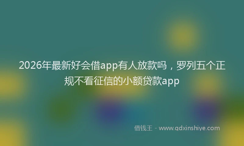 2026年最新好会借app有人放款吗，罗列五个正规不看征信的小额贷款app