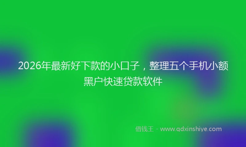 2026年最新好下款的小口子，整理五个手机小额黑户快速贷款软件