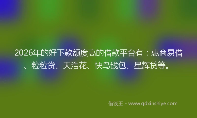 2026年的好下款额度高的借款平台有：惠商易借、粒粒贷、天浩花、快鸟钱包、星辉贷等。