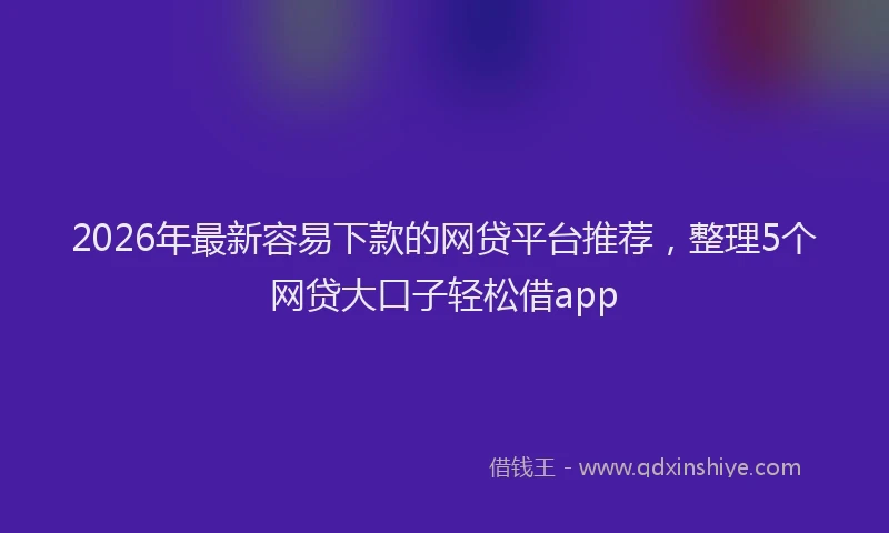 2026年最新容易下款的网贷平台推荐，整理5个网贷大口子轻松借app