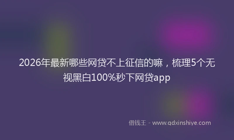 2026年最新哪些网贷不上征信的嘛，梳理5个无视黑白100%秒下网贷app