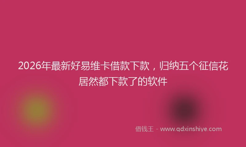 2026年最新好易维卡借款下款，归纳五个征信花居然都下款了的软件