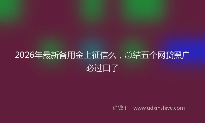 2026年最新备用金上征信么，总结五个网贷黑户必过口子