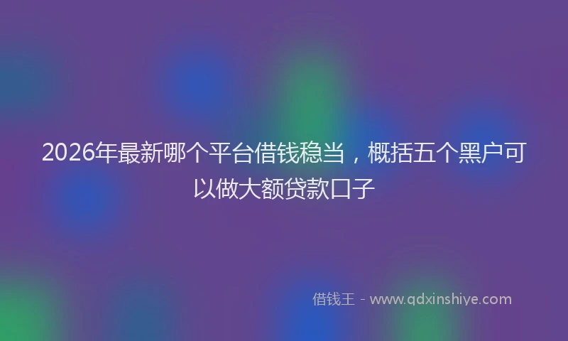 2026年最新哪个平台借钱稳当，概括五个黑户可以做大额贷款口子