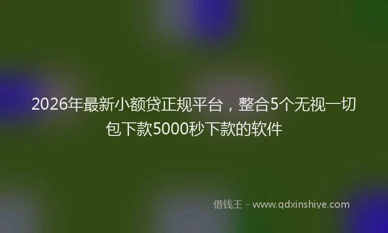 2026年最新小额贷正规平台，整合5个无视一切包下款5000秒下款的软件