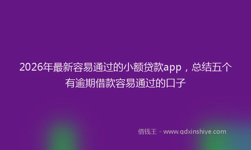 2026年最新容易通过的小额贷款app，总结五个有逾期借款容易通过的口子